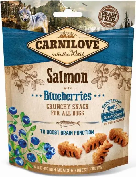 CARNILOVE Crunchy Recompense pentru câini, cu Somon şi Afine 200g