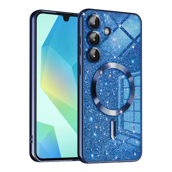 Husa MagSafe pentru Samsung Galaxy A16 5G A166 / A16 4G A165, Techsuit, Luxury Glitter, Albastra Inchis