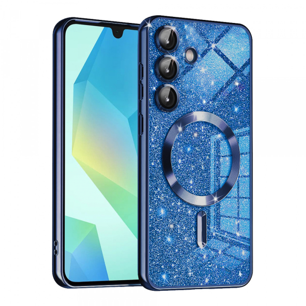 Husa MagSafe pentru Samsung Galaxy A16 5G A166 / A16 4G A165, Techsuit, Luxury Glitter, Albastra Inchis