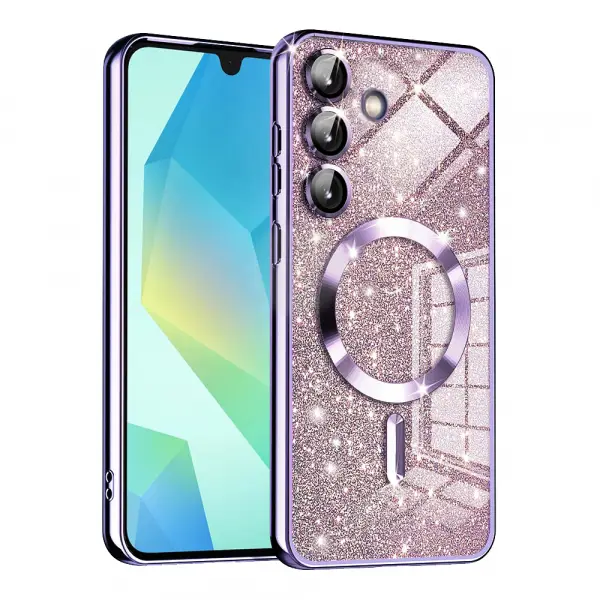 Husa MagSafe pentru Samsung Galaxy A16 5G A166 / A16 4G A165, Techsuit, Luxury Glitter, Mov Deschis