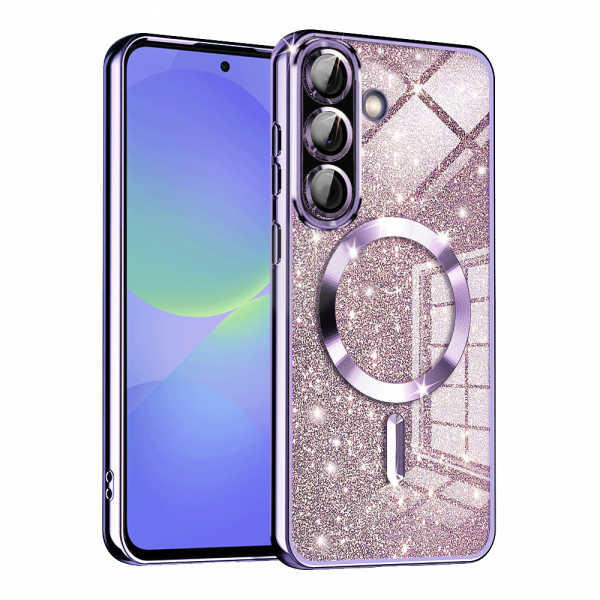 Husa MagSafe pentru Samsung Galaxy A56 A566 / A36 A366, Techsuit, Luxury Glitter, Mov Deschis