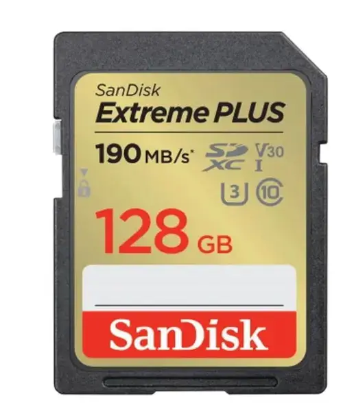 Card de memorie SanDisk Extreme PLUS SDXC, 128GB, UHS-I U3, Clasa 10, V30
