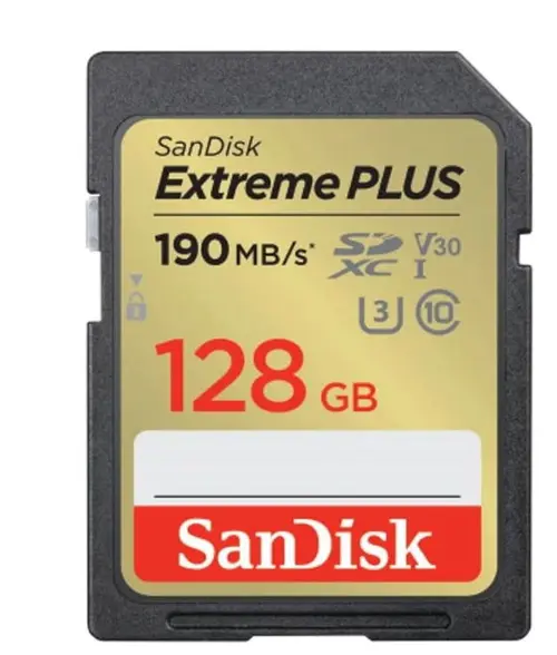 Card de memorie SanDisk Extreme PLUS SDXC, 128GB, UHS-I U3, Clasa 10, V30