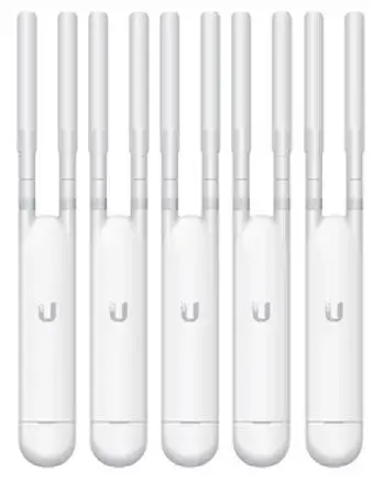 Kit Access Point Wireless Ubiquiti UAP-AC-M-5, 5 Bucati, Gigabit, Dual Band, 1167 Mbps, 2 Antene externe (Alb)