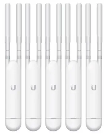 Kit Access Point Wireless Ubiquiti UAP-AC-M-5, 5 Bucati, Gigabit, Dual Band, 1167 Mbps, 2 Antene externe (Alb)