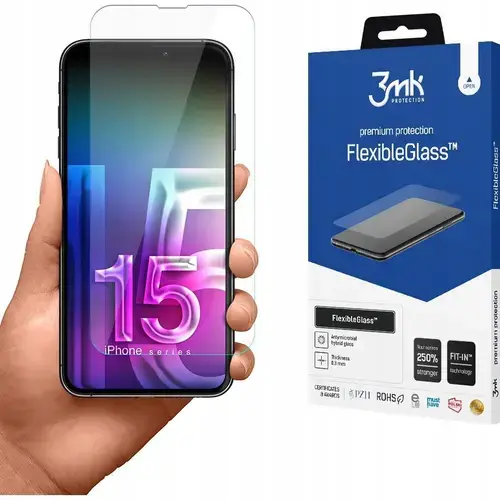 Folie protectie pentru iPhone 15, 3MK, Sticla, Transparent