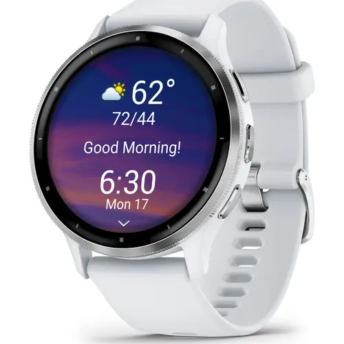 Ceas activity outdoor tracker Garmin Venu 3, GPS, Wi-Fi, curea silicon, 45mm, Silver/Whitestone