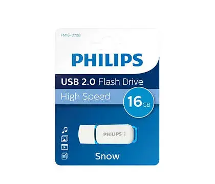 Stick USB Philips FM16FD70B/00, 16GB, Editia Snow, USB 2.0 (Alb/Albastru)