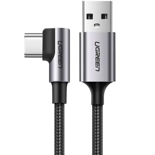 Cablu Date si Incarcare USB la USB Type-C UGREEN US284, Angled 90, 2 m, 3A, Negru
