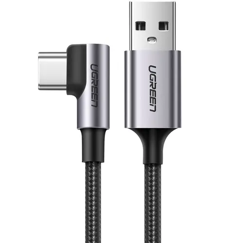 Cablu Date si Incarcare USB la USB Type-C UGREEN US284, Angled 90, 2 m, 3A, Negru