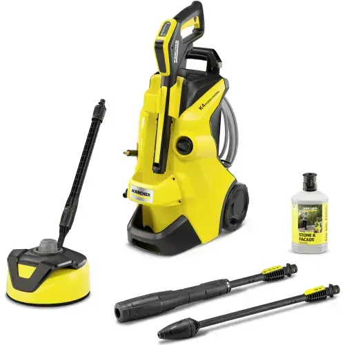 Aparat de spalat cu presiune Karcher K4 Power Control Flex Home, 1800 W, motor racit cu apa, 130 bar presiune maxima, 420 l/h, furtun de presiune 8m, perie exterior T5, detergent 1L, pistol inalta presiune G 160 Q Power Control (Galben)