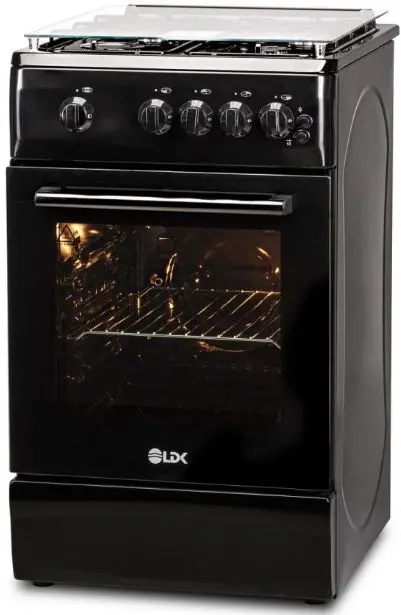 Aragaz LDK 5060 GRAI BLACK RMV NG, 4 Arzatoare, Gaz, Siguranta, Aprindere electrica (Negru)