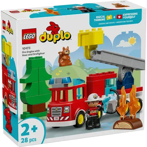 LEGO® DUPLO Town - Camion de pompieri cu furtun si pompier 10473, 28 piese