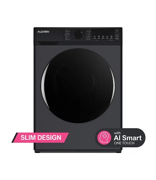 Masina de spalat rufe frontala slim Allview SENSY W800, 8kg, 1200 RPM, Clasa A, Smart One Touch AI, Motor Inverter, Spalare cu abur, Sterilizare, Spalare rapida 15 min (Gri)
