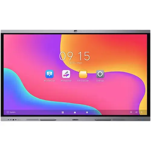 Display interactiv HORIZON Seria A3C, 86inch, 4K UHD, Android 13, 8GB RAM, stocare 128GB, 45 puncte touch, camera 8MP, microfon 8 zone (Negru)