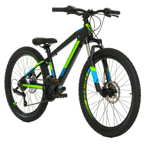 Bicicleta Copii Devron Alaska, roti 24 Inch, 21 viteze, frane pe disc, Negru/Verde