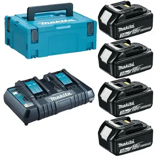Set Makita 197970-3, 4 Acumulatori LXT 18 V 3.0 Ah BL1830B + Incarcator DC18RD + Valiza de transport