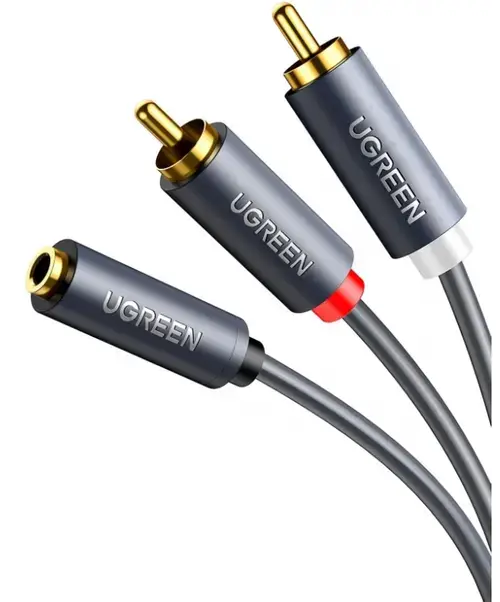 Cablu Audio 3.5mm - 2 x RCA UGREEN AV102, 1m, Gri