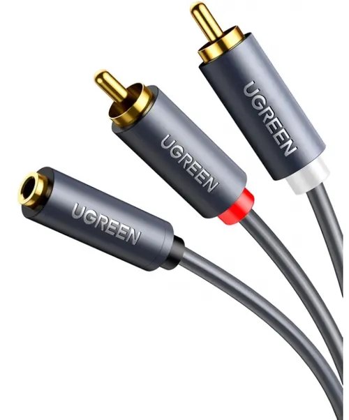 Cablu Audio 3.5mm - 2 x RCA UGREEN AV102, 1m, Gri