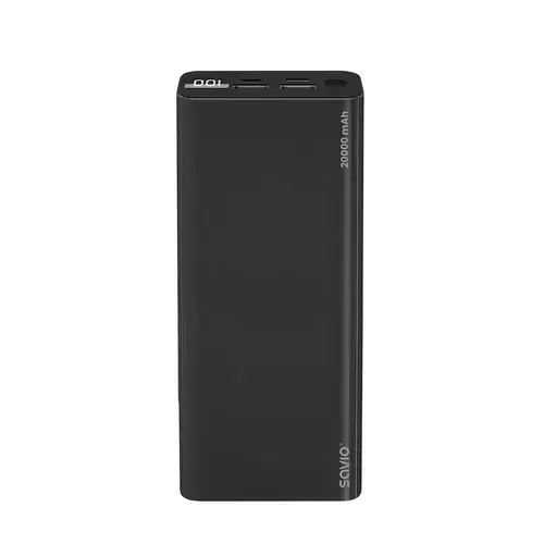 Acumulator Extern Savio BA-05 Power bank, 20000 mAh, Quick Charge, Power Delivery, 20W, 3A, Display LED (Negru)