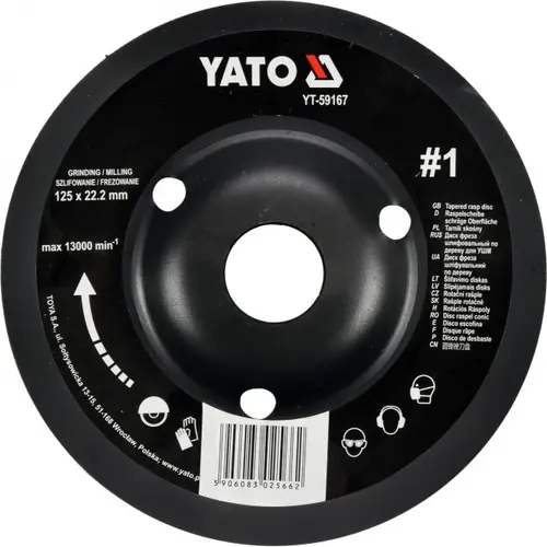 Disc Depresat Raspel pentru Lemn 125X22.2MM  YATO  YT-59167