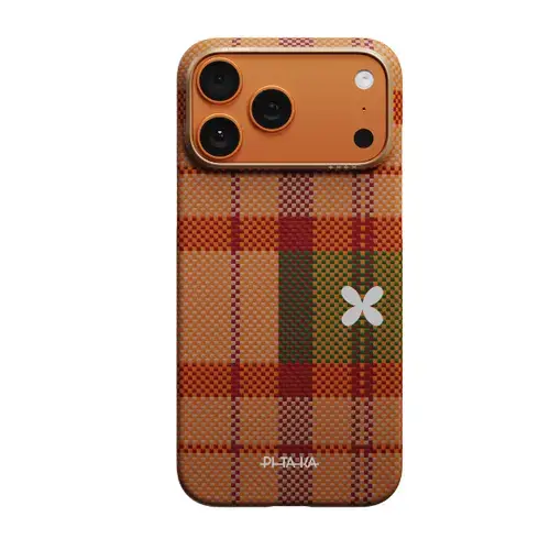 Husa Pitaka Flora in Grid Edge Case pentru iPhone 17 Pro, Portocaliu