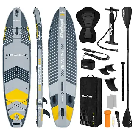Set placa gonflabila Rebel RBA-4518-G, stand up paddle (Gri)