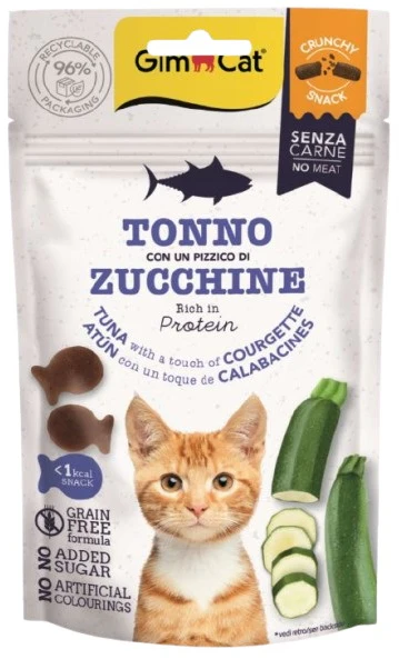 GIMCAT Crunchy SNACKS Recompense pentru pisici, cu Ton şi dovlecei 50g