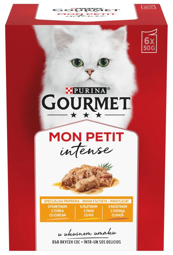 GOURMET Mon Petit Pachet plicuri pentru pisici, Curcan, Pui şi Raţă 6x50g