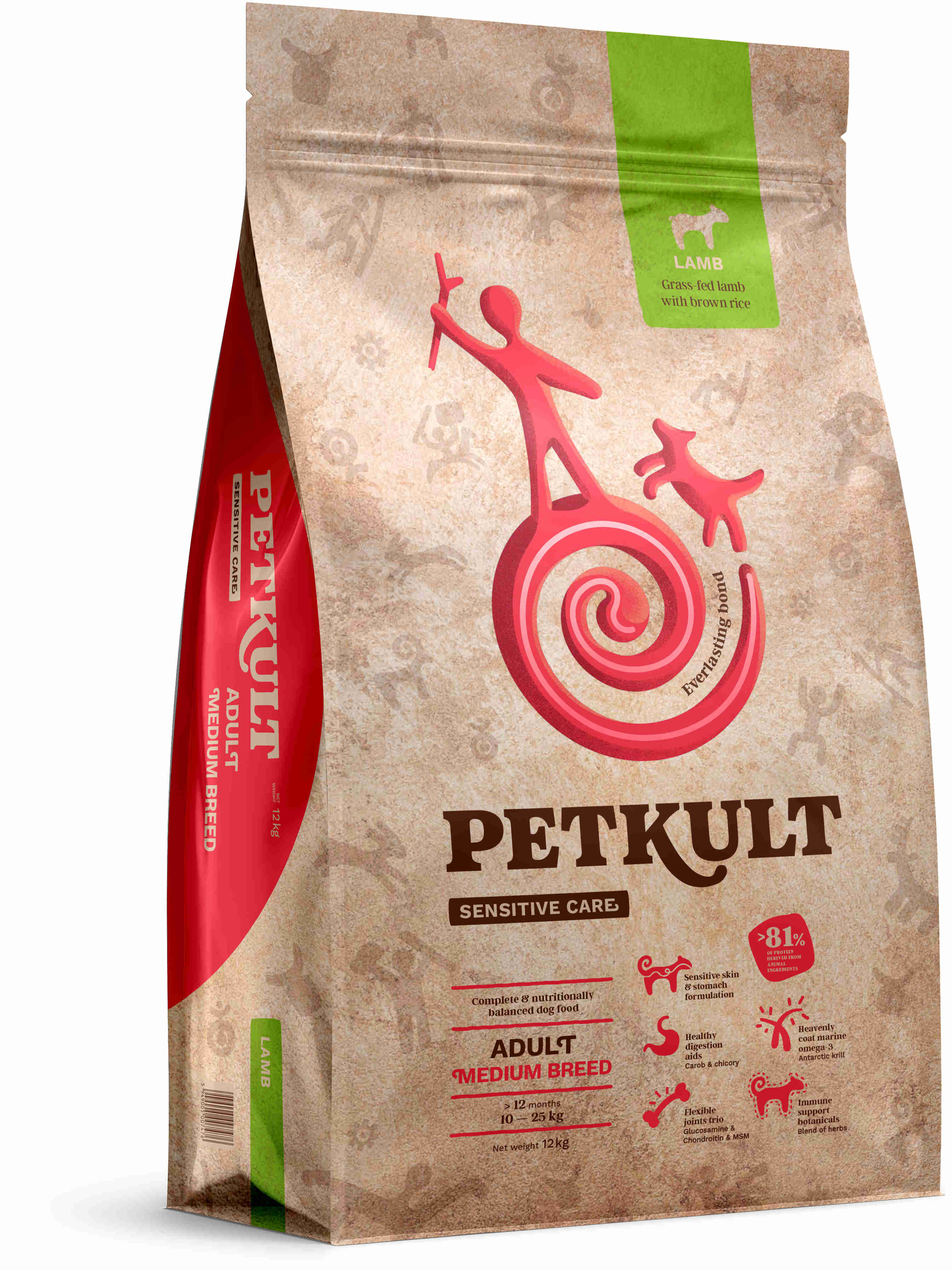 PETKULT Sensitive Adult medium, talie medie, Miel şi orez