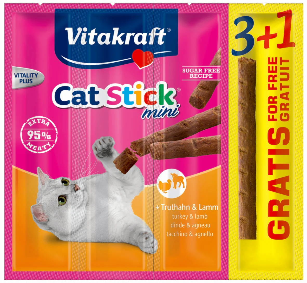 VITAKRAFT Baton Mini Recompensă pentru Pisici, cu Miel şi Curcan