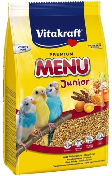 VITAKRAFT Premium Menu JUNIOR cu Ierburi Hrană completă pentru peruşi tineri500g