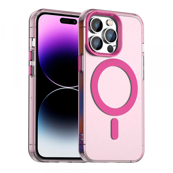 Husa MagSafe pentru Apple iPhone 14 Pro Max, Techsuit, CandyCase, Roz
