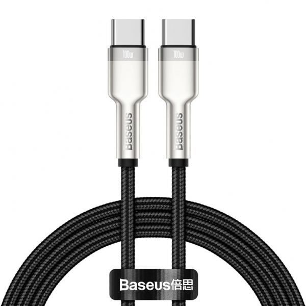 Cablu Date si Incarcare USB-C - USB-C Baseus Cafule, 100W, 2m, Negru CATJK-D01