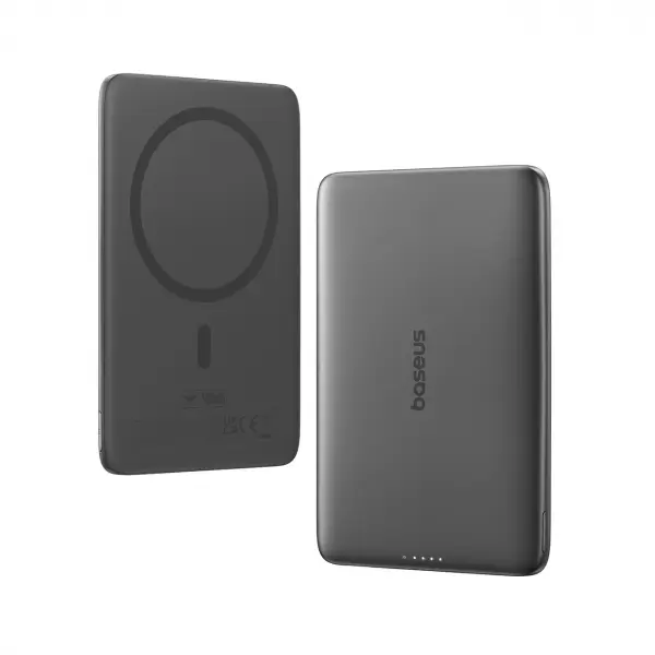Baterie Externa Wireless Baseus PicoGo AM41, 5000mAh, 20W, PD + FQI, 1 x QI - 1 x USB-C, Neagra