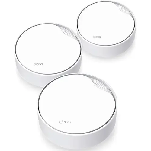 Sistem Wi-Fi Mesh TP-Link Deco X50-PoE(3-pack), Dual-Band AX3000 cu suport PoE, 1 x 2.5 Gbps port + 2 x Gigabit, cu acoperire completa pentru casa, Seamless Roaming, Antivirus, Control Parental si Control Vocal
