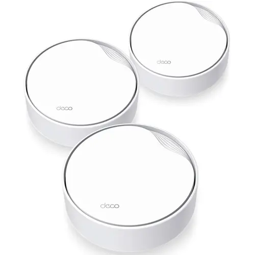 Sistem Wi-Fi Mesh TP-Link Deco X50-PoE(3-pack), Dual-Band AX3000 cu suport PoE, 1 x 2.5 Gbps port + 2 x Gigabit, cu acoperire completa pentru casa, Seamless Roaming, Antivirus, Control Parental si Control Vocal