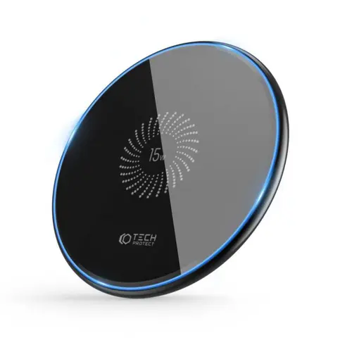 Incarcator Wireless TECH-PROTECT C1, 15W, Cablu USB-C 1m inclus, Negru