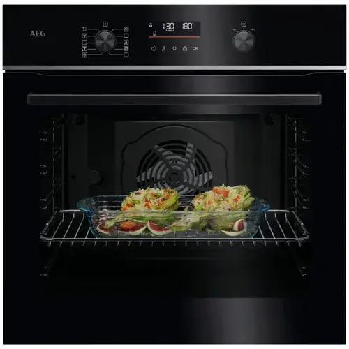 Cuptor incorporabil AEG TU5PB431SB, Electric, 72 l, Conectivitate WI-FI, Autocuratare pirolitica - 3 moduri, 45 de programe predefinite, Afisaj digital, Grill, Ghidaj telescopic pe 1 nivel, Senzor gatire, Clasa eficienta energetica A++, Sticla (Negru)