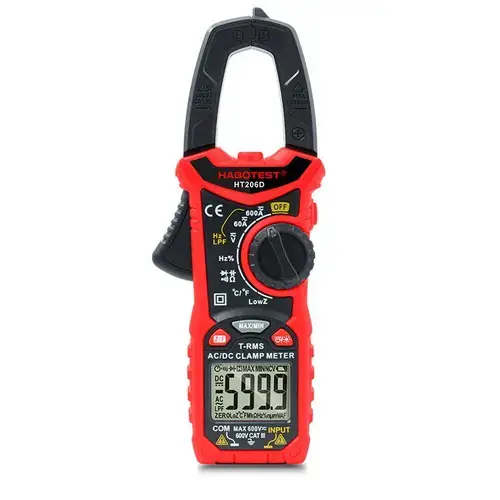Aparat de masura digital Habotest HT206D, Clampmetru, Multimetru, True RMS, NCV, LPF, Afisaj LCD, Negru