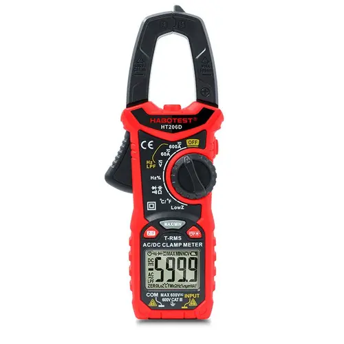 Aparat de masura digital Habotest HT206D, Clampmetru, Multimetru, True RMS, NCV, LPF, Afisaj LCD, Negru