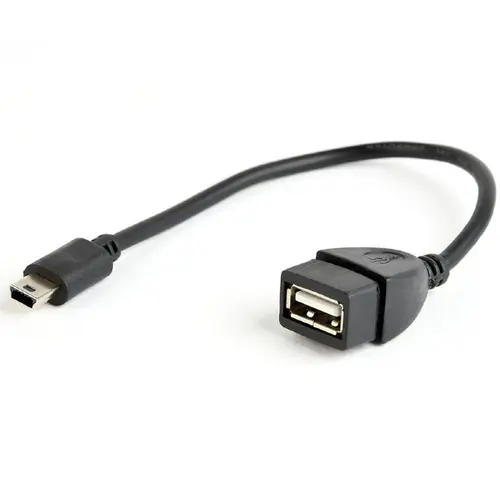 Cablu adaptor OTG Gembird, Mini-USB 2.0 (T) la USB 2.0 (M), 15cm, Negru, A-OTG-AFBM-002