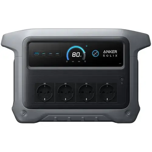 Statie de incarcare portabila solara Anker Solix C1000X Versiunea 2, 1056Wh, 2000W, LiFeP04, UPS, 4 prize, afisaj LED, USB-C, USB-A (Gri)