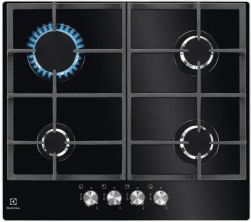 Plita incorporabila Electrolux KGG6426K, Gaz, 4 zone de gatit, Aprindere electrica, 60 cm (Negru)