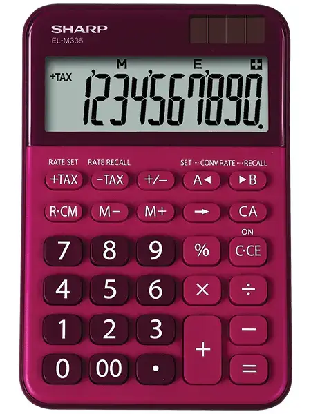 Calculator de birou Sharp SH-ELM335BRD, 10 cifre, Dual power (Mov)