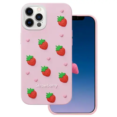 Husa pentru Apple iPhone 15 / 14 / 13, OEM, Strawberry, Roz