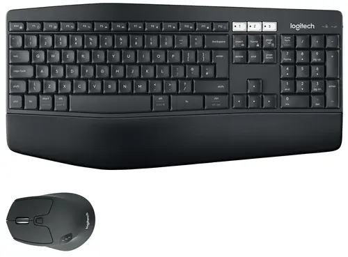 Kit tastatura si mouse wireless Logitech MK850 Performance, Bluetooth/2.4GHz, 8 butoane, Layout UK (Negru)