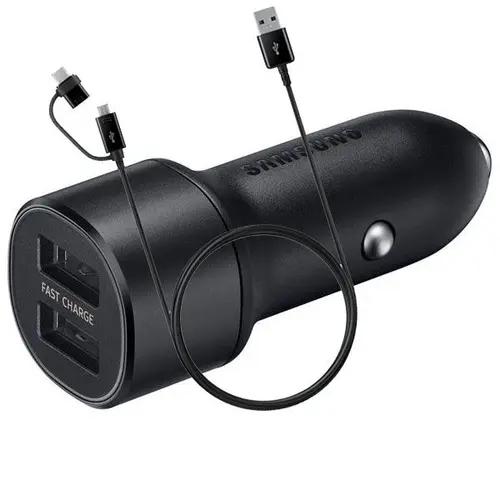 Incarcator auto Samsung EP-L1100WBEGEU, 2 x USB, 15W, cablu USB Type-C 1.5m (Negru)