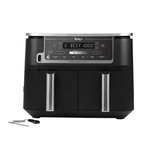 Friteuza cu aer cald Ninja Foodi Max Dual Zone AF451EU, 2470 W, Sistem Smart Cook, 9.5 l, 2 sertare, 6 functii de gatit (Negru)