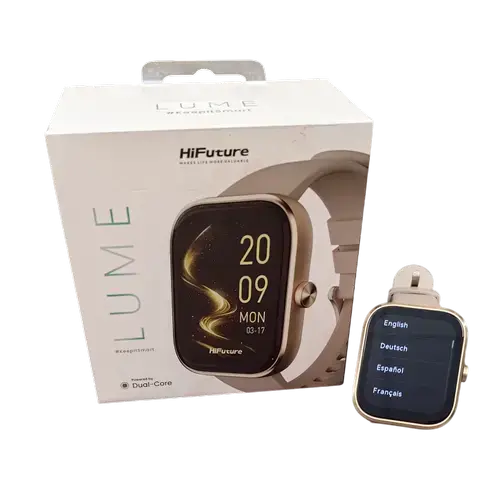 Smartwatch HiFuture LUME, carcasa aluminiu, Apeluri Bluetooth, pana la 7 zile autonomie, 1 ATM (Auriu)
